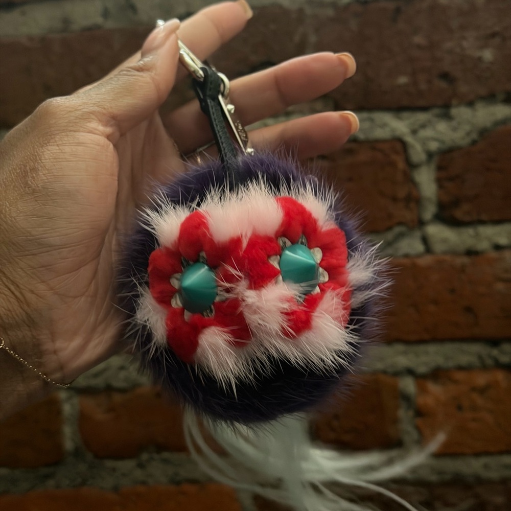 Fendi Bag Bug Mink Keychain - Flowery - Picture 2 of 6